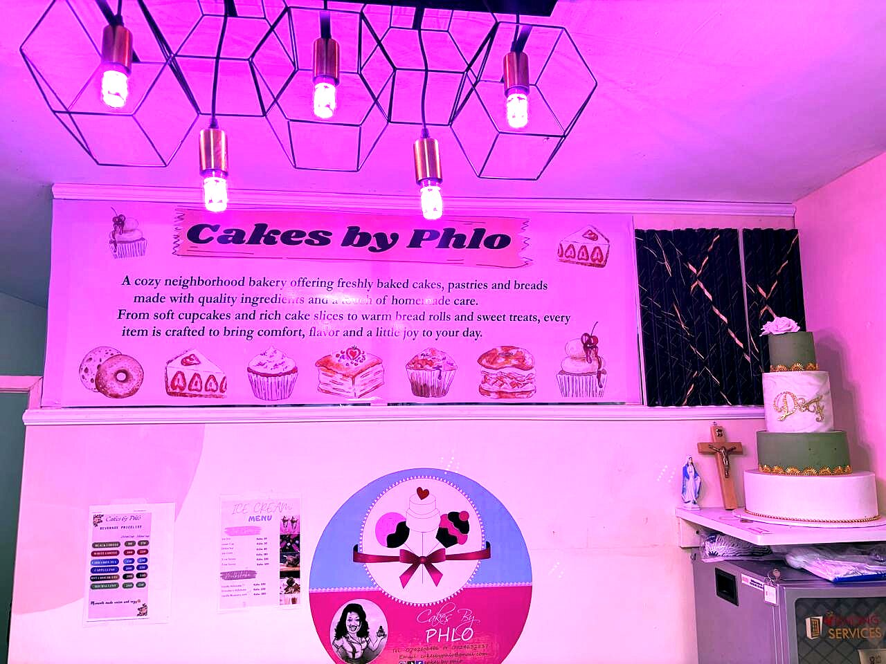 Cakes by Phlo bakery interior with signature branding